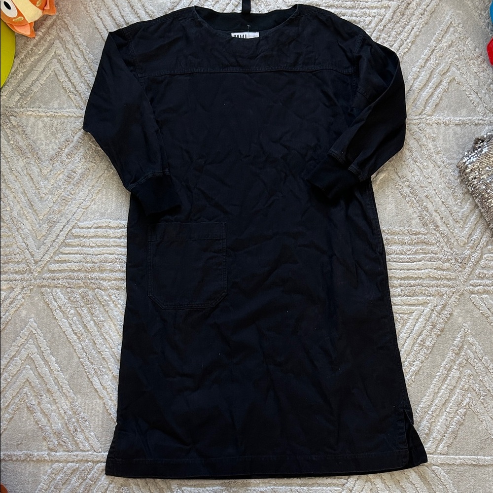 MHL Margaret Howell Black Long cotton Sleeve Dress